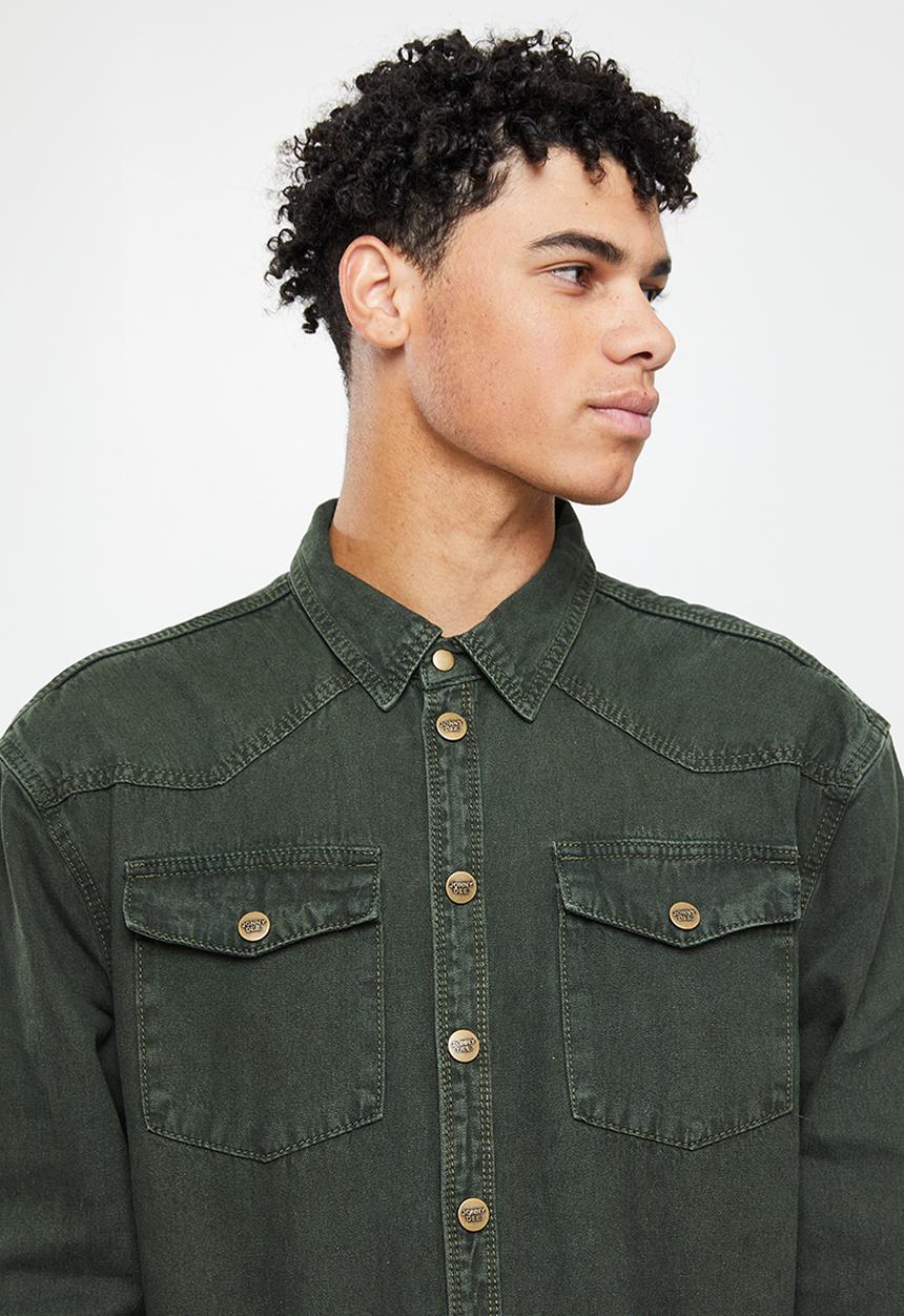 Jonathan D - Jade denim shirt - straight fit - forest