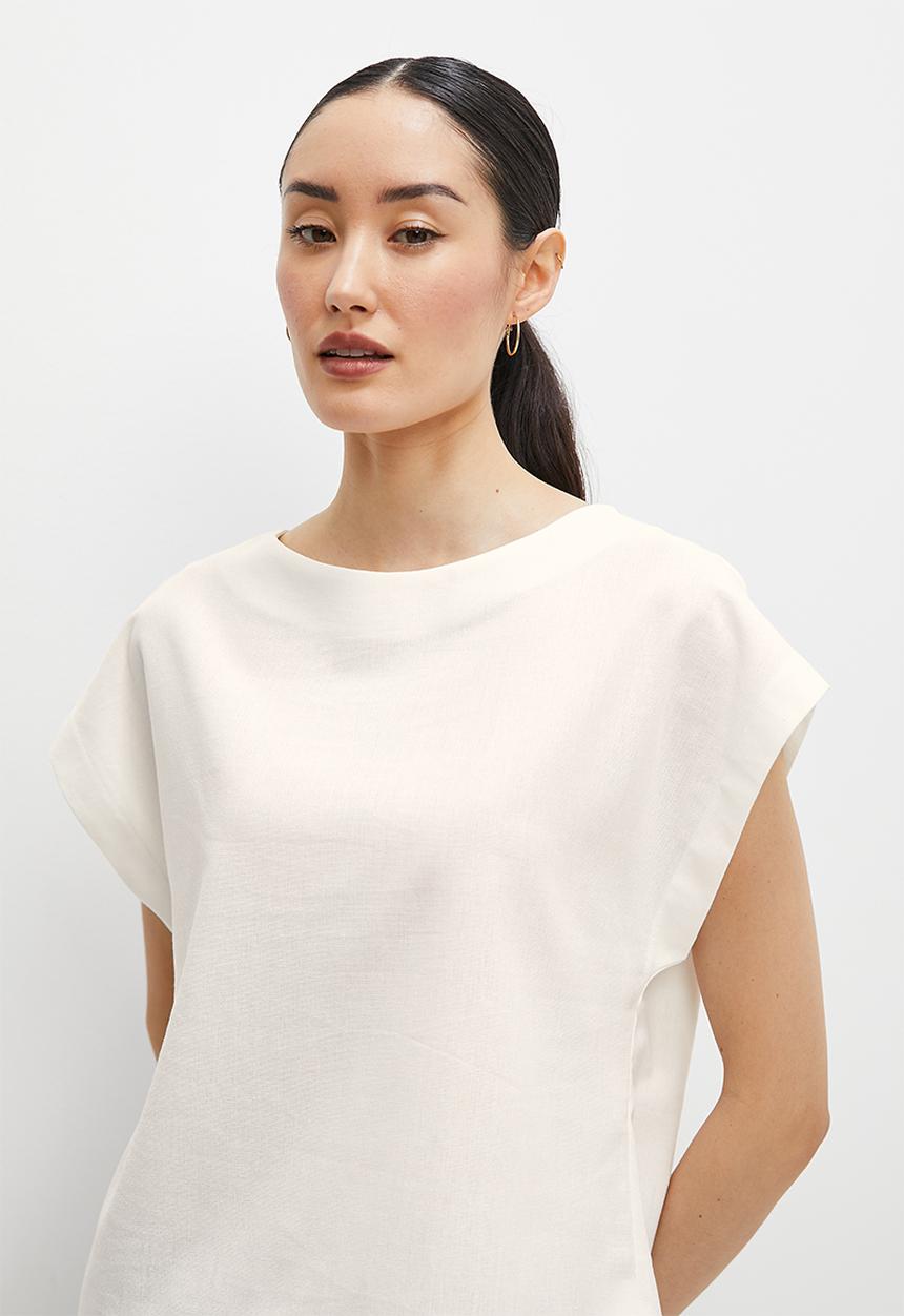 edit - Linen boxy shell - milk
