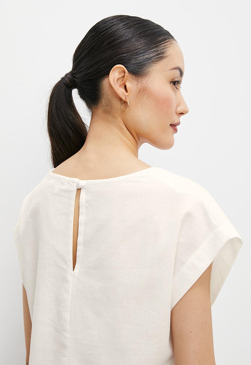 edit - Linen boxy shell - milk