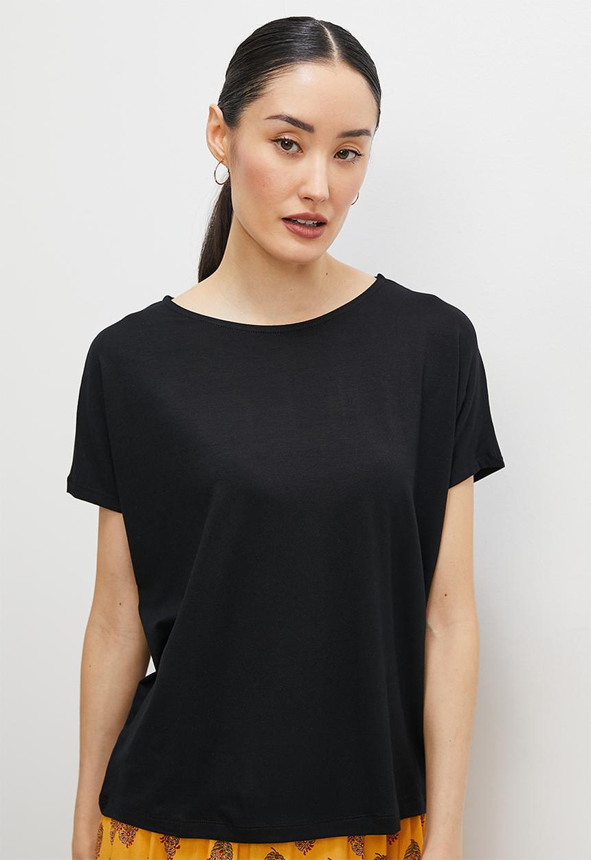 edit - Basic knit shell tee - black