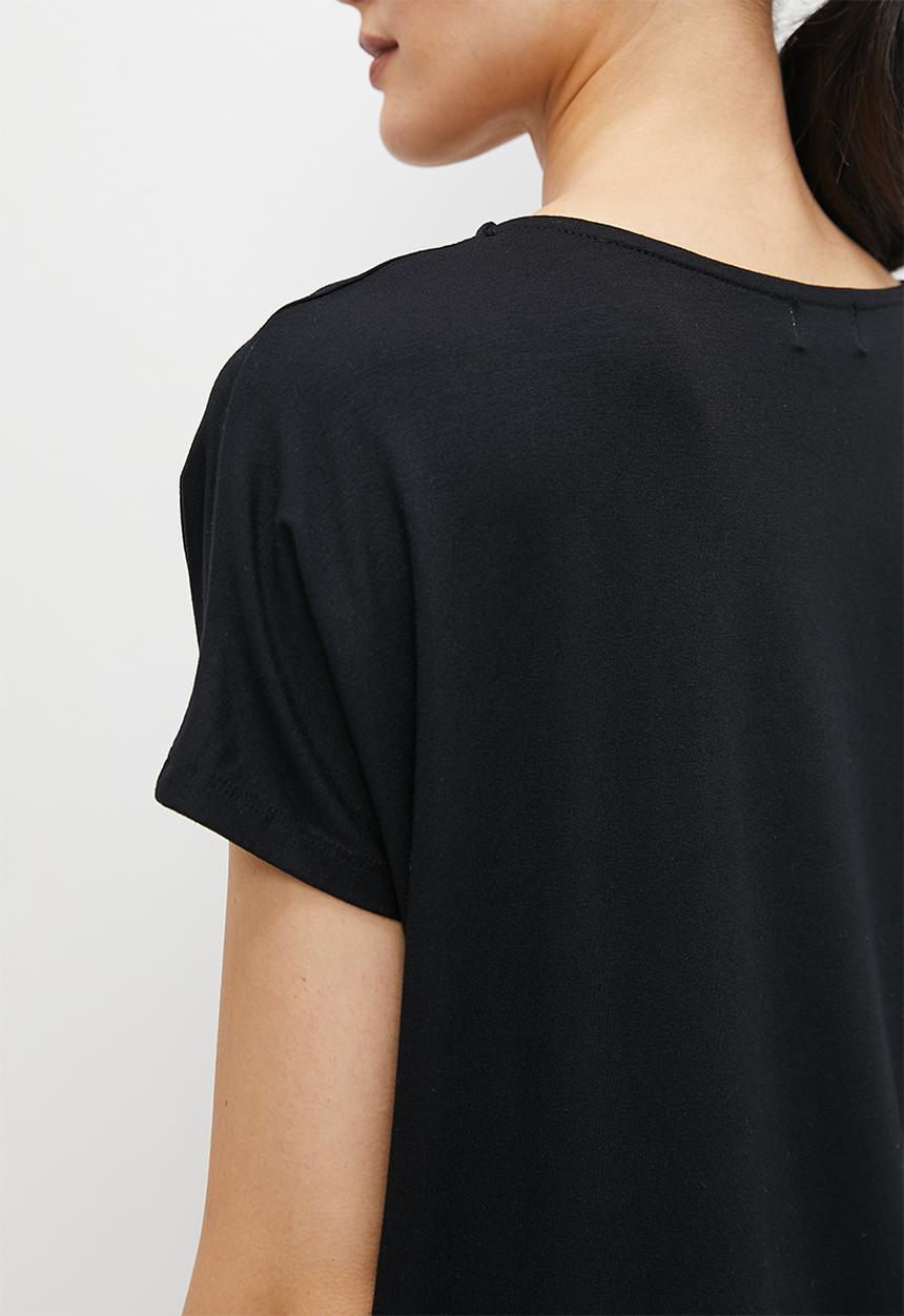 edit - Basic knit shell tee - black