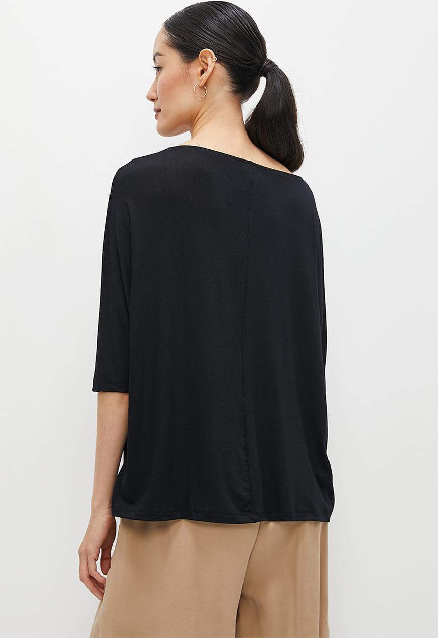 edit - One shoulder dolmain top - black