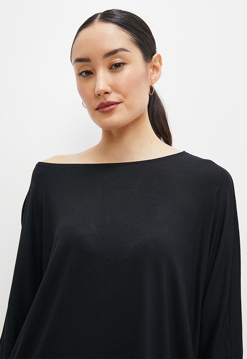 edit - One shoulder dolmain top - black
