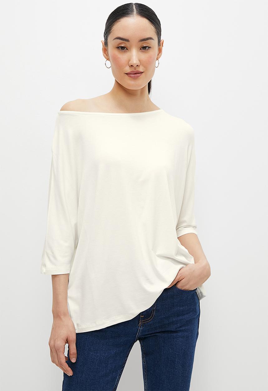 edit - One shoulder dolmain top - milk