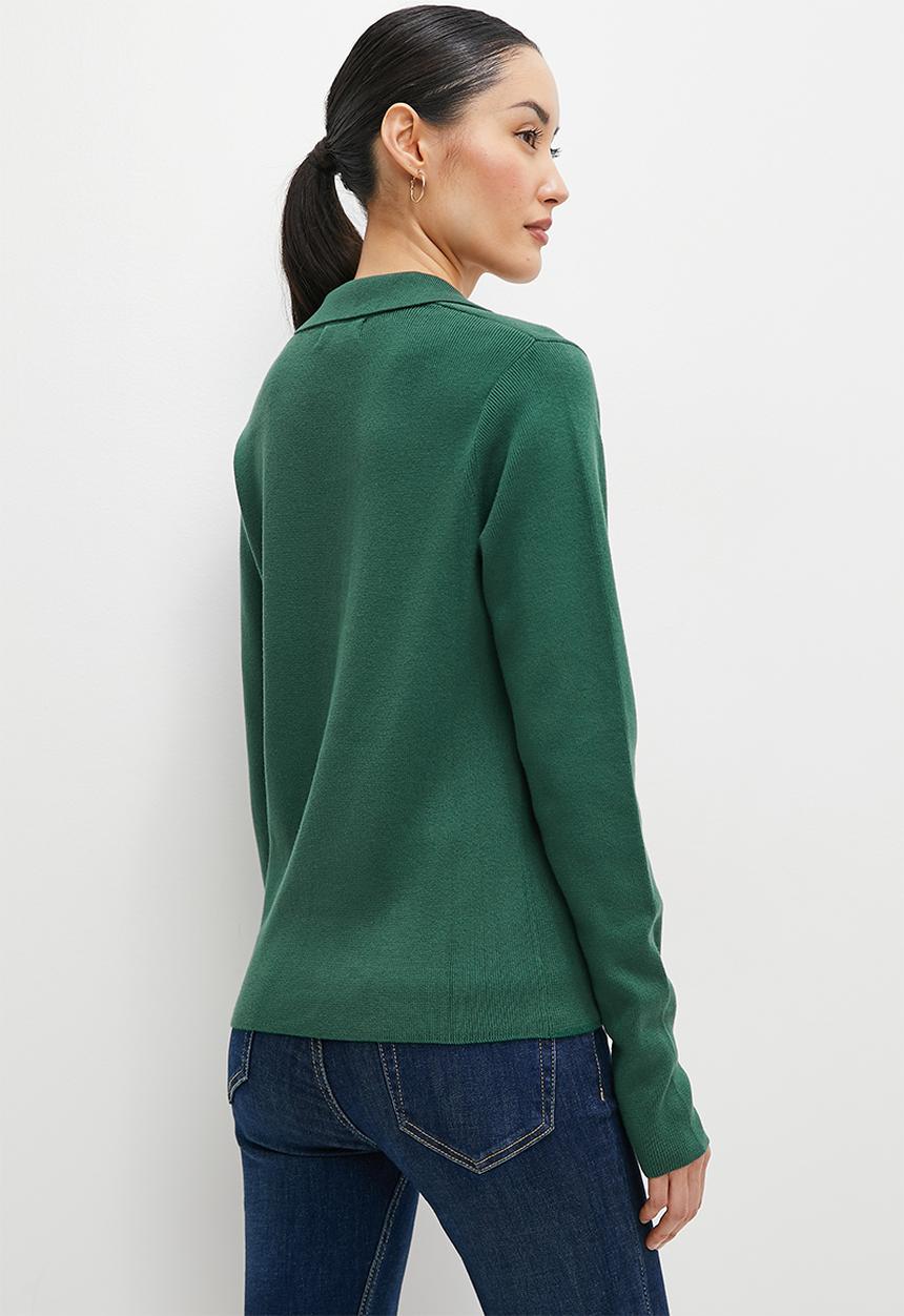 edit - Collared jumper - bottle green