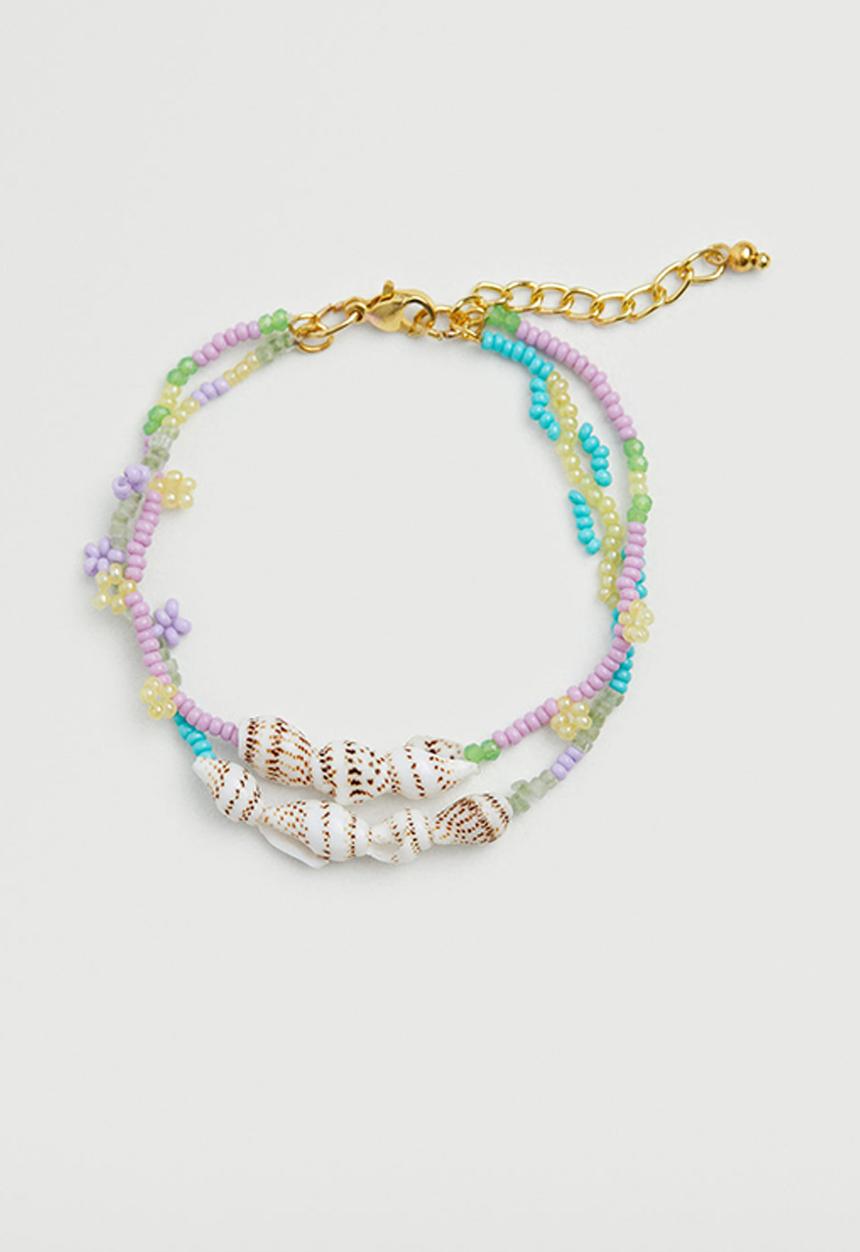 MANGO - Shell beads bracelet - gold