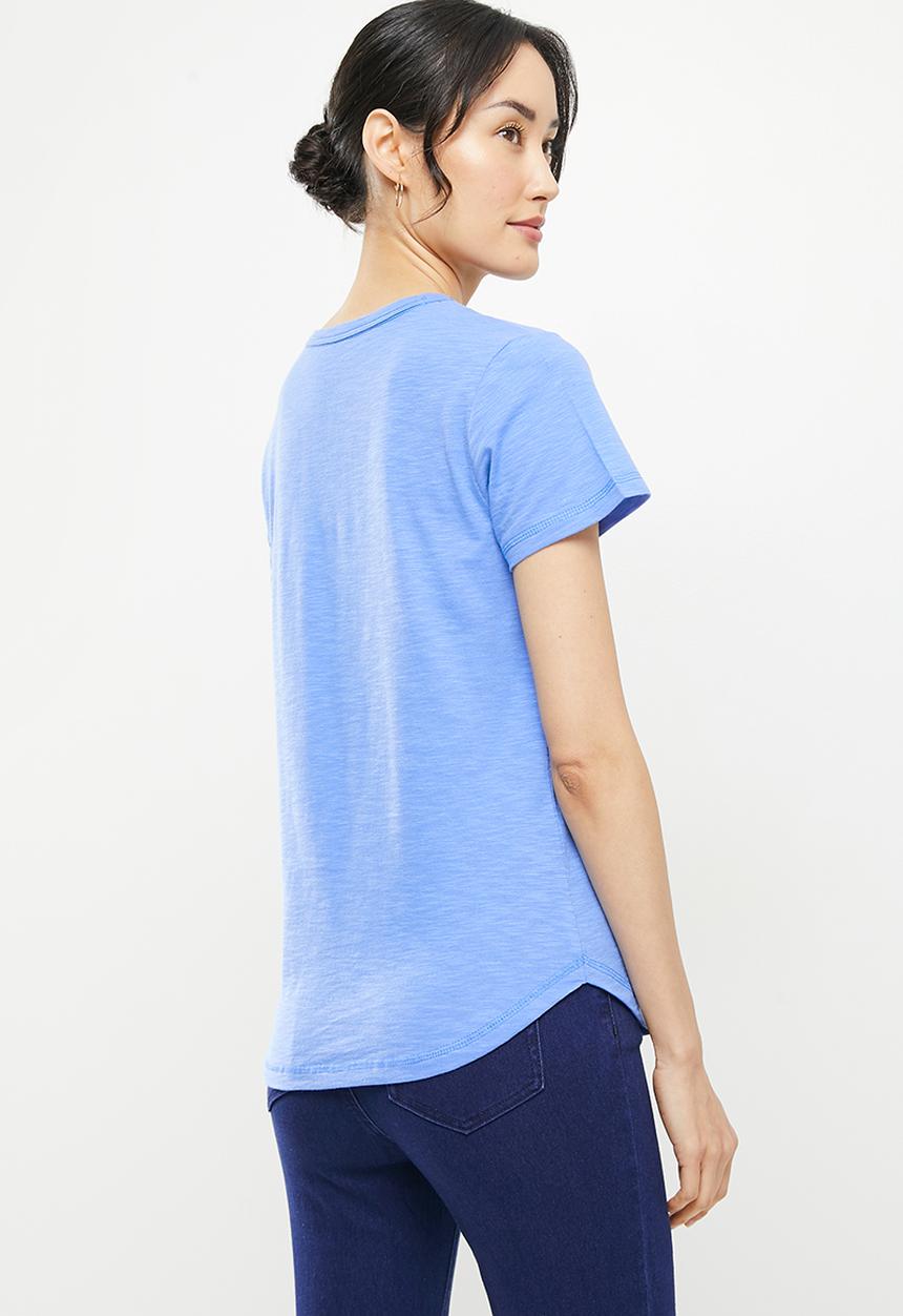 POLO - Hayley short sleeve cotton slub tee - blue