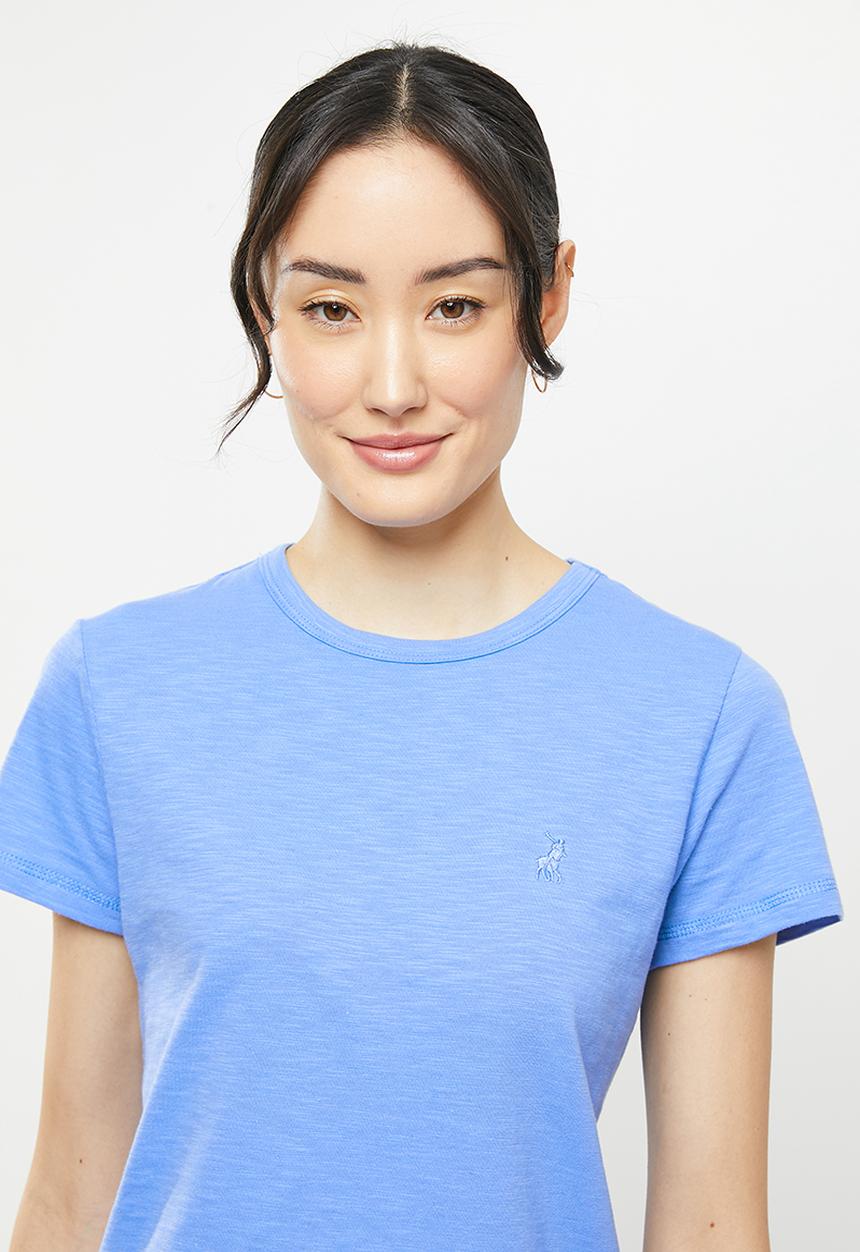 POLO - Hayley short sleeve cotton slub tee - blue