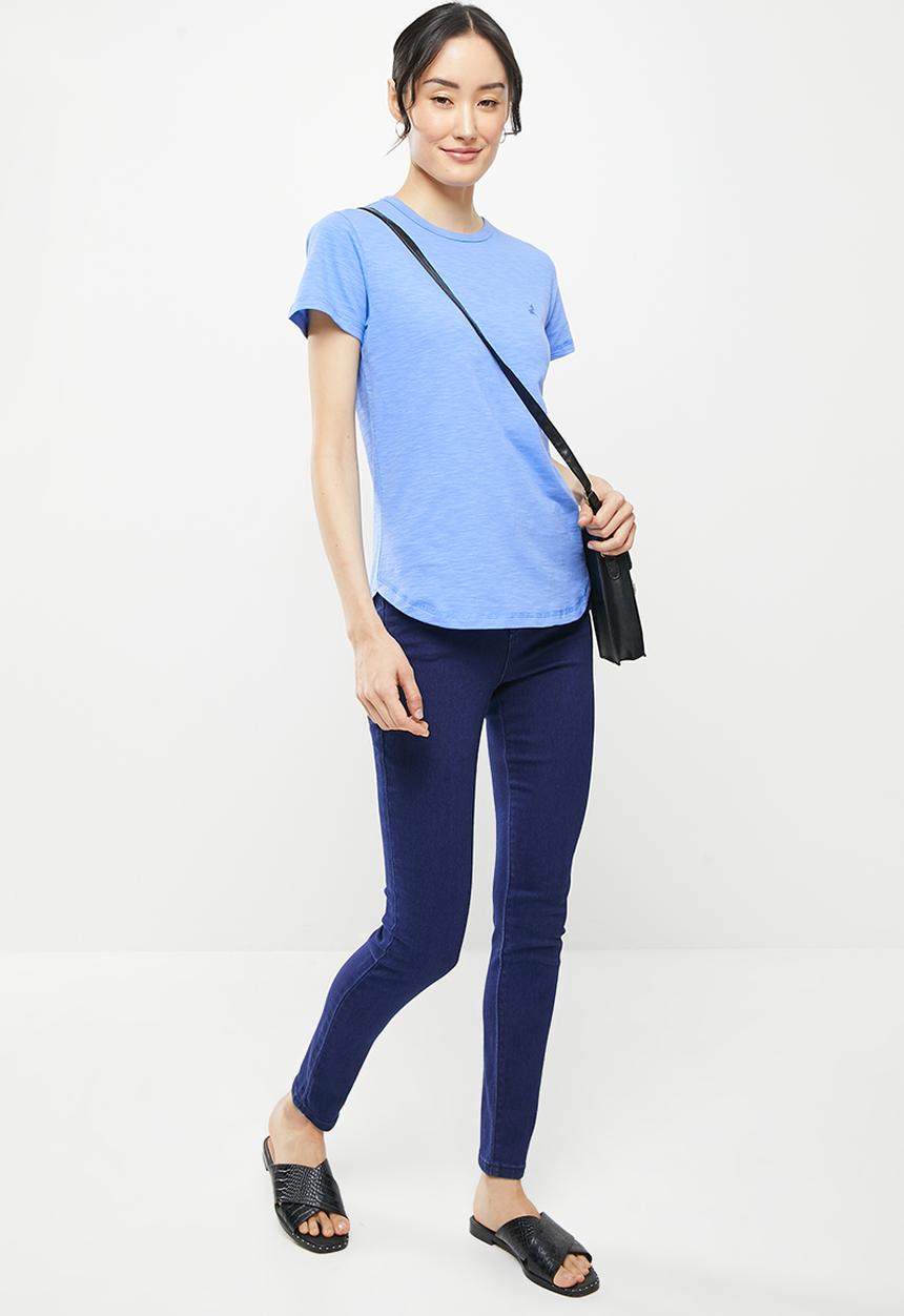 POLO - Hayley short sleeve cotton slub tee - blue