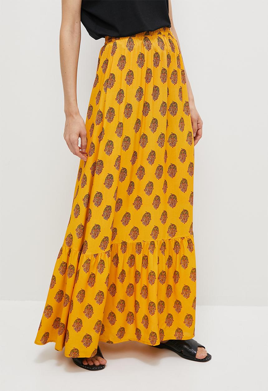 edit - Tiered boho maxi skirt - marigold paisley
