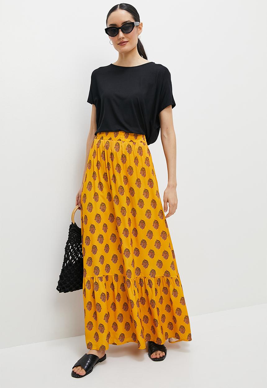 edit - Tiered boho maxi skirt - marigold paisley