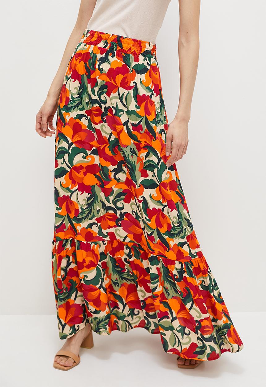 edit - Tiered boho maxi skirt - bold oriental