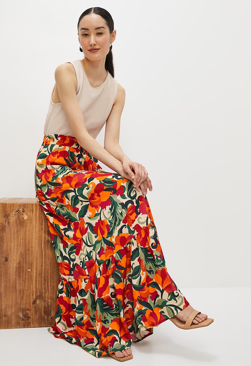 edit - Tiered boho maxi skirt - bold oriental