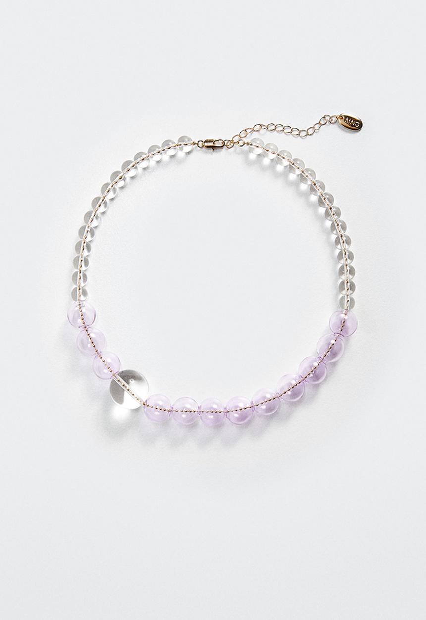 MANGO - Crystal bead necklace - lilac