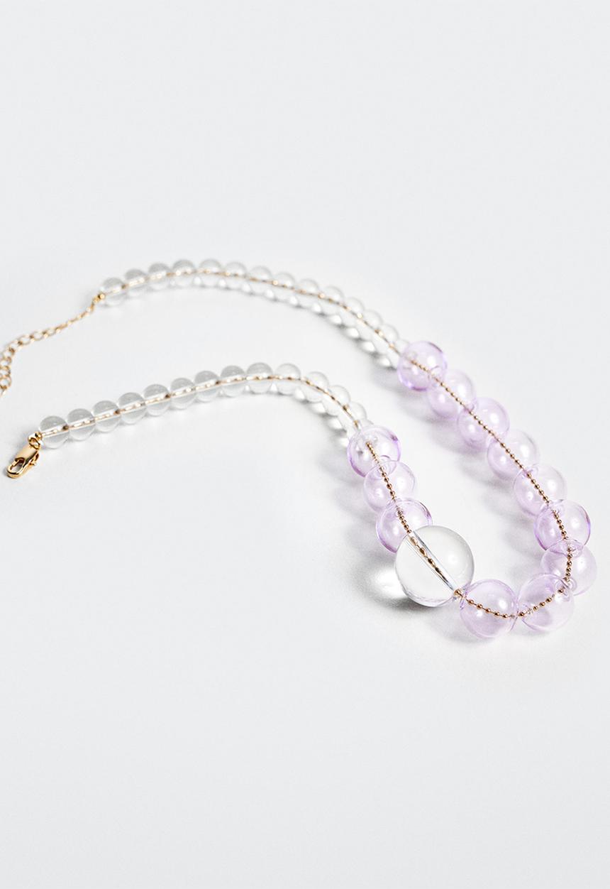 MANGO - Crystal bead necklace - lilac