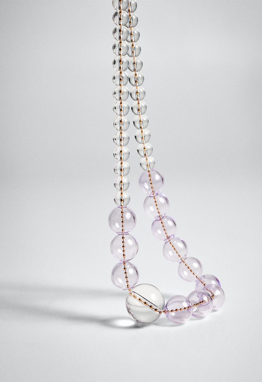 MANGO - Crystal bead necklace - lilac
