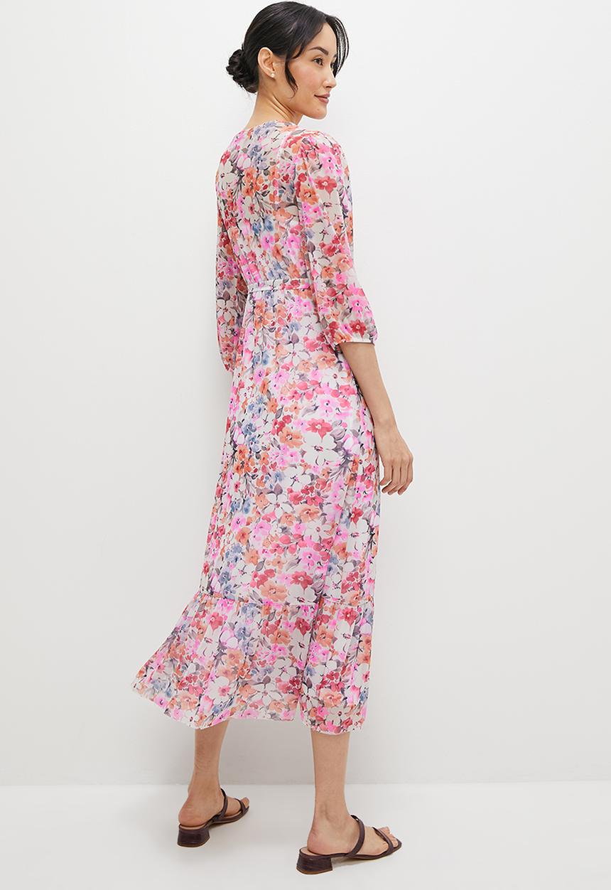 MILLA - Mesh empire midi dress - multi