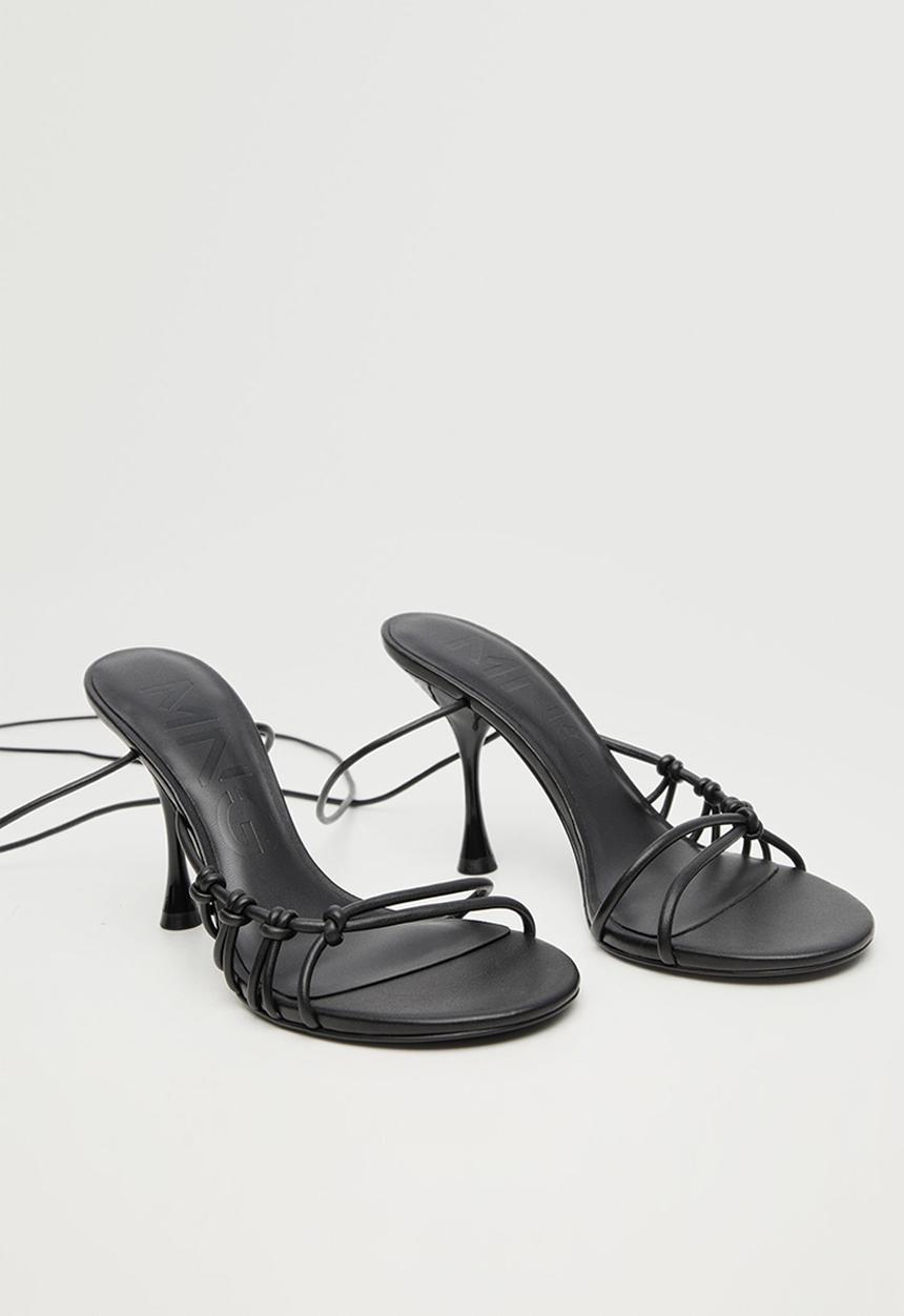 MANGO - Knot strappy heeled sandal - black