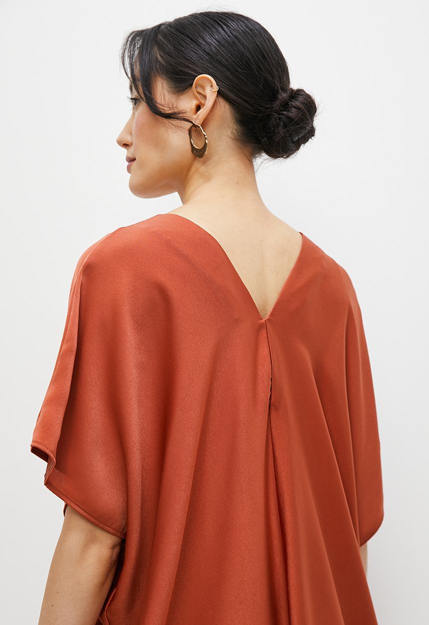 MILLA - Satin kaftan - baked clay