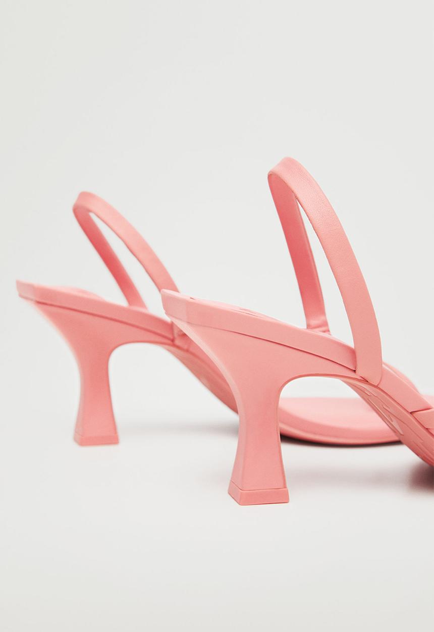 MANGO - Cora strappy heeled leather sandal - light pastel pink