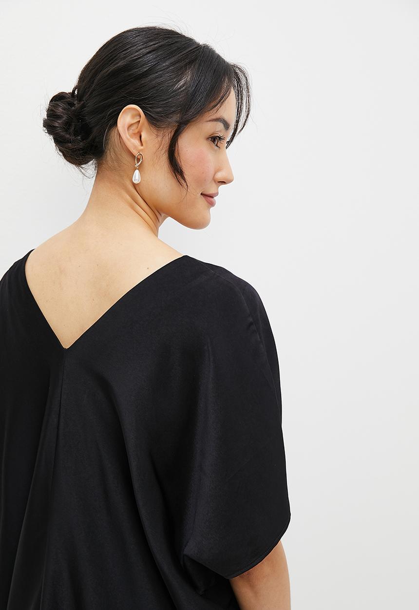 MILLA - Satin kaftan - black
