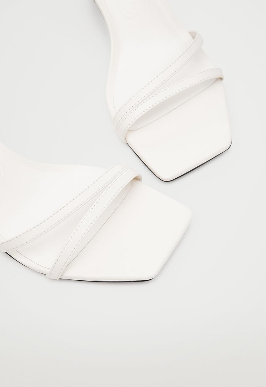 MANGO - Triangle strappy heeled leather sandal - white