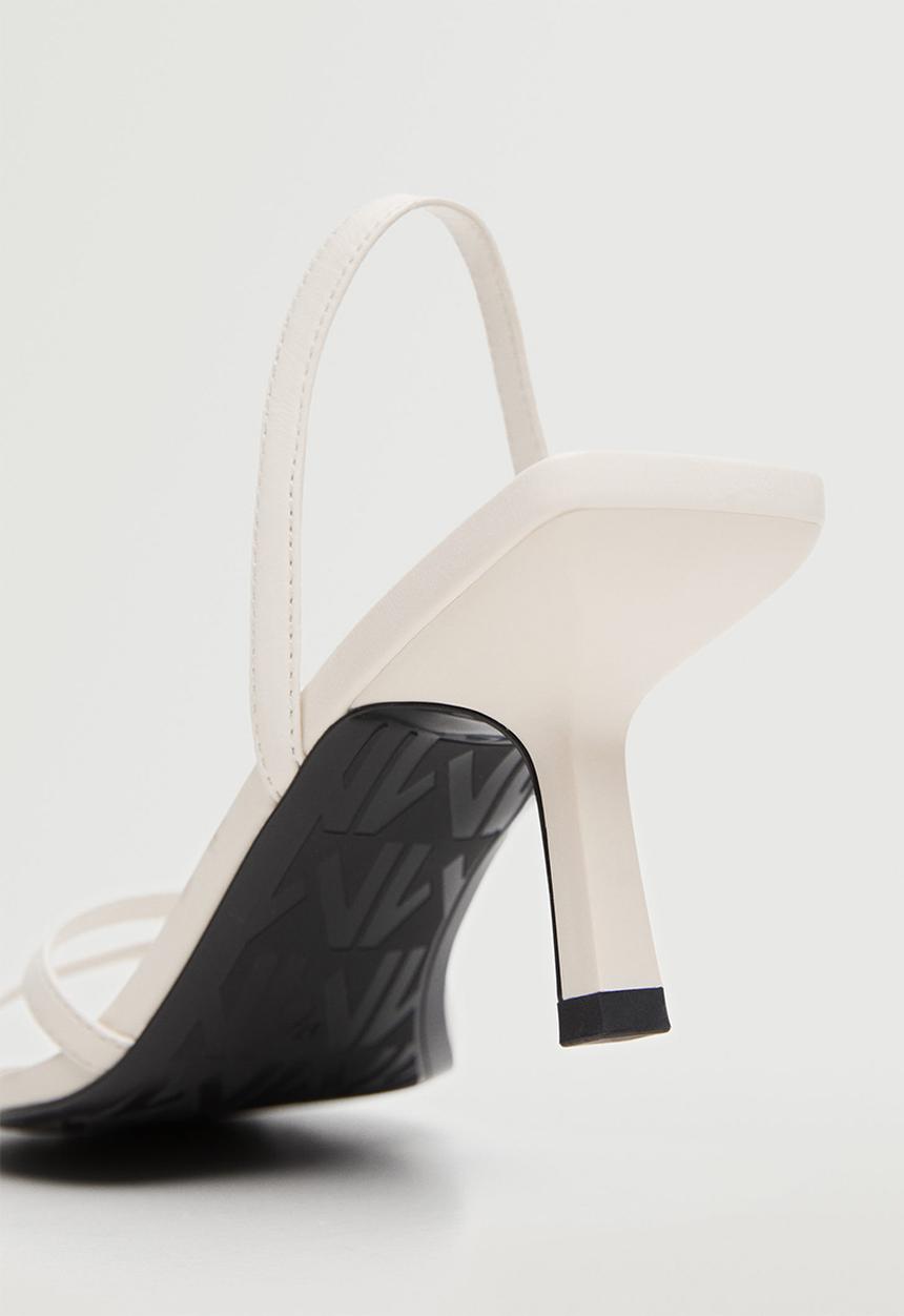 MANGO - Triangle strappy heeled leather sandal - white