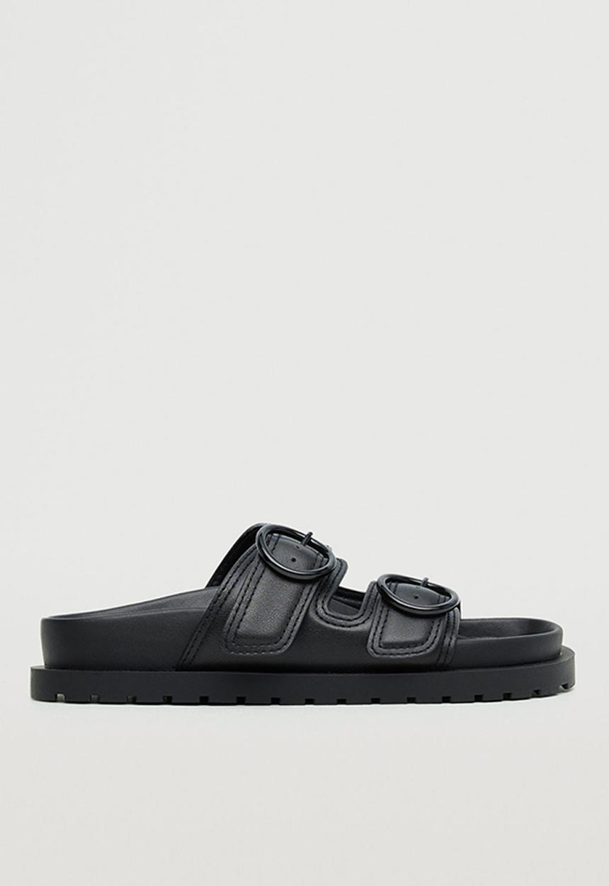 MANGO - Round sandal - black