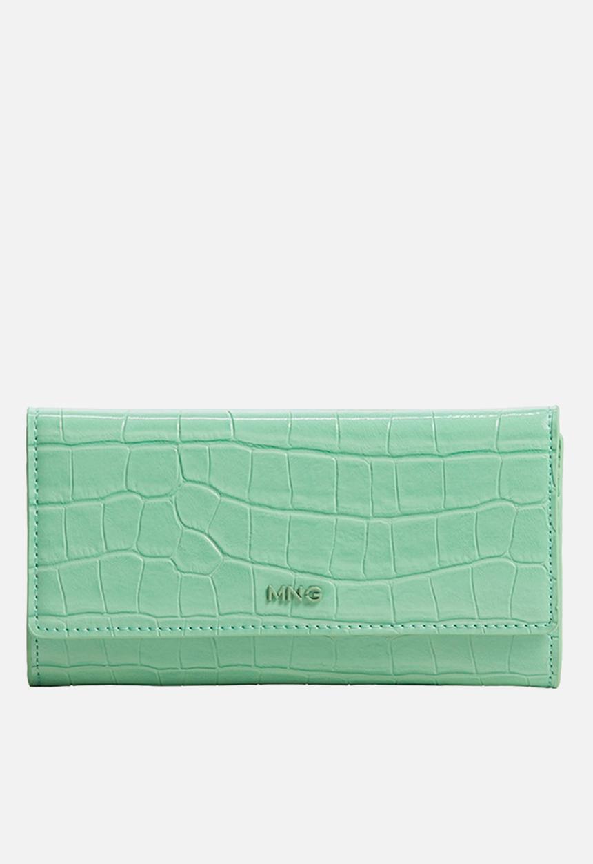 MANGO - Croc-effect wallet - pastel green