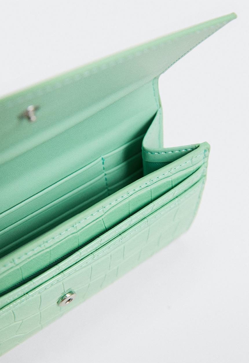 MANGO - Croc-effect wallet - pastel green