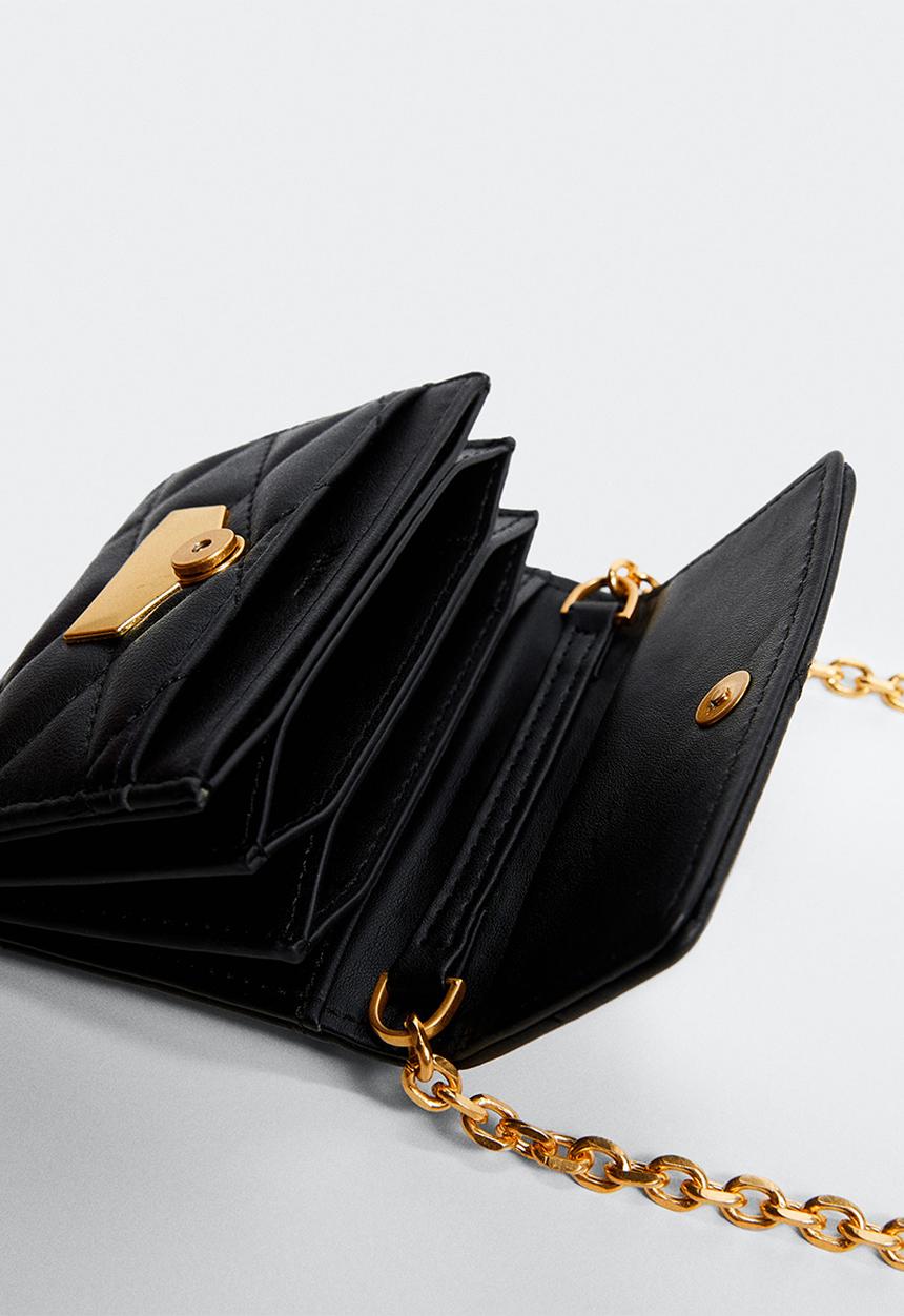 MANGO - Quilted cardholder - black