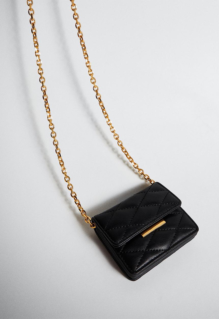 MANGO - Quilted cardholder - black