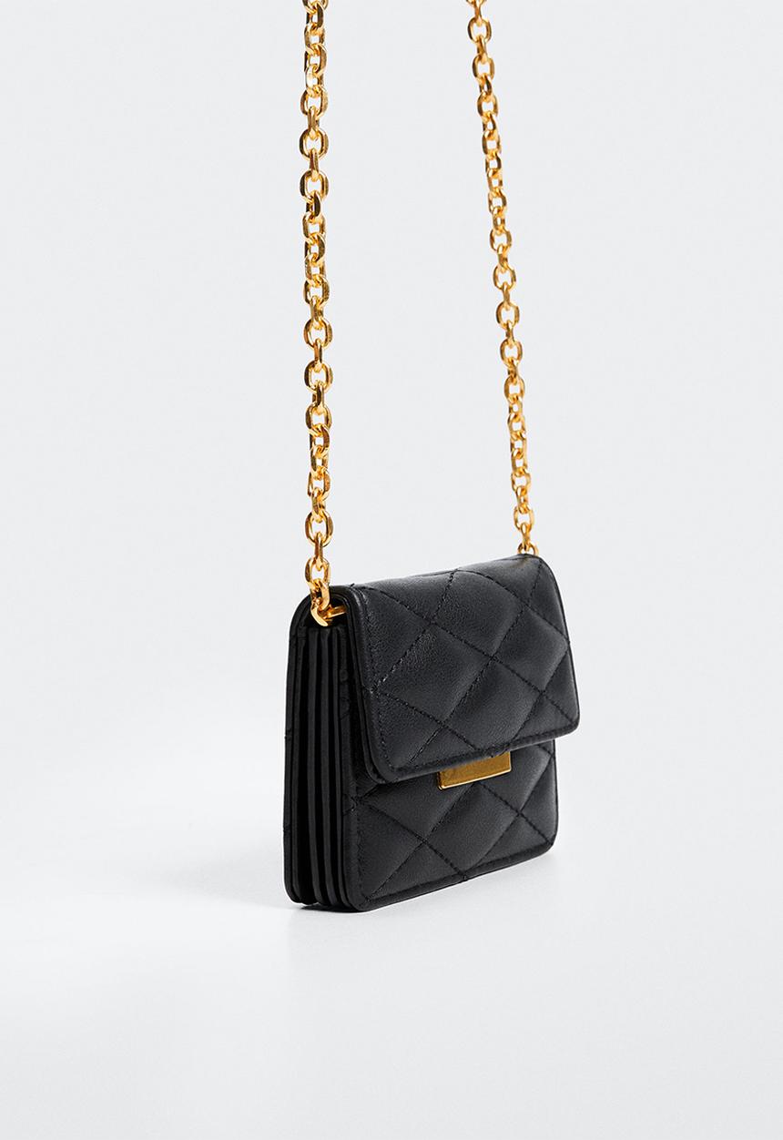 MANGO - Quilted cardholder - black