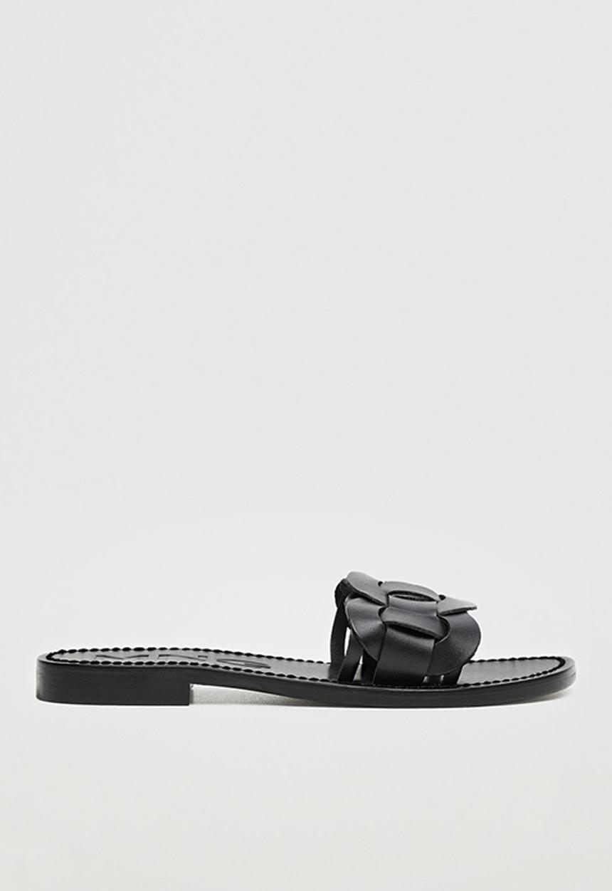 MANGO - River leather sandal - black