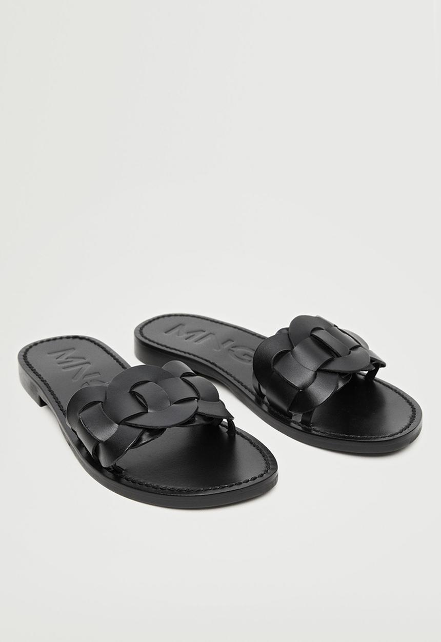 MANGO - River leather sandal - black