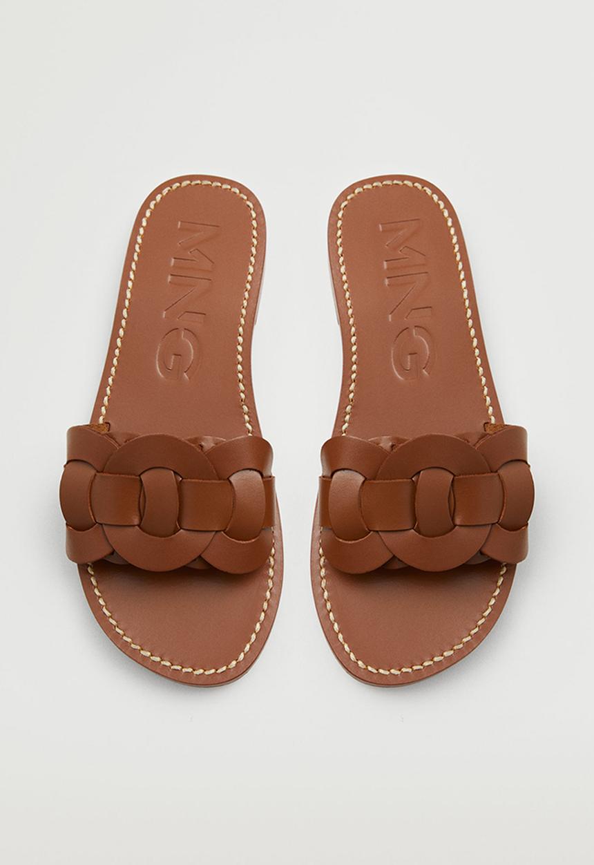 MANGO - River leather sandal - medium brown