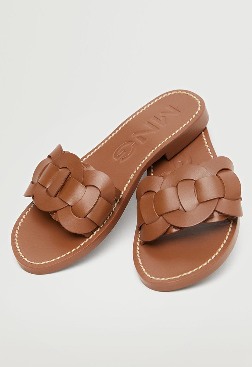 MANGO - River leather sandal - medium brown