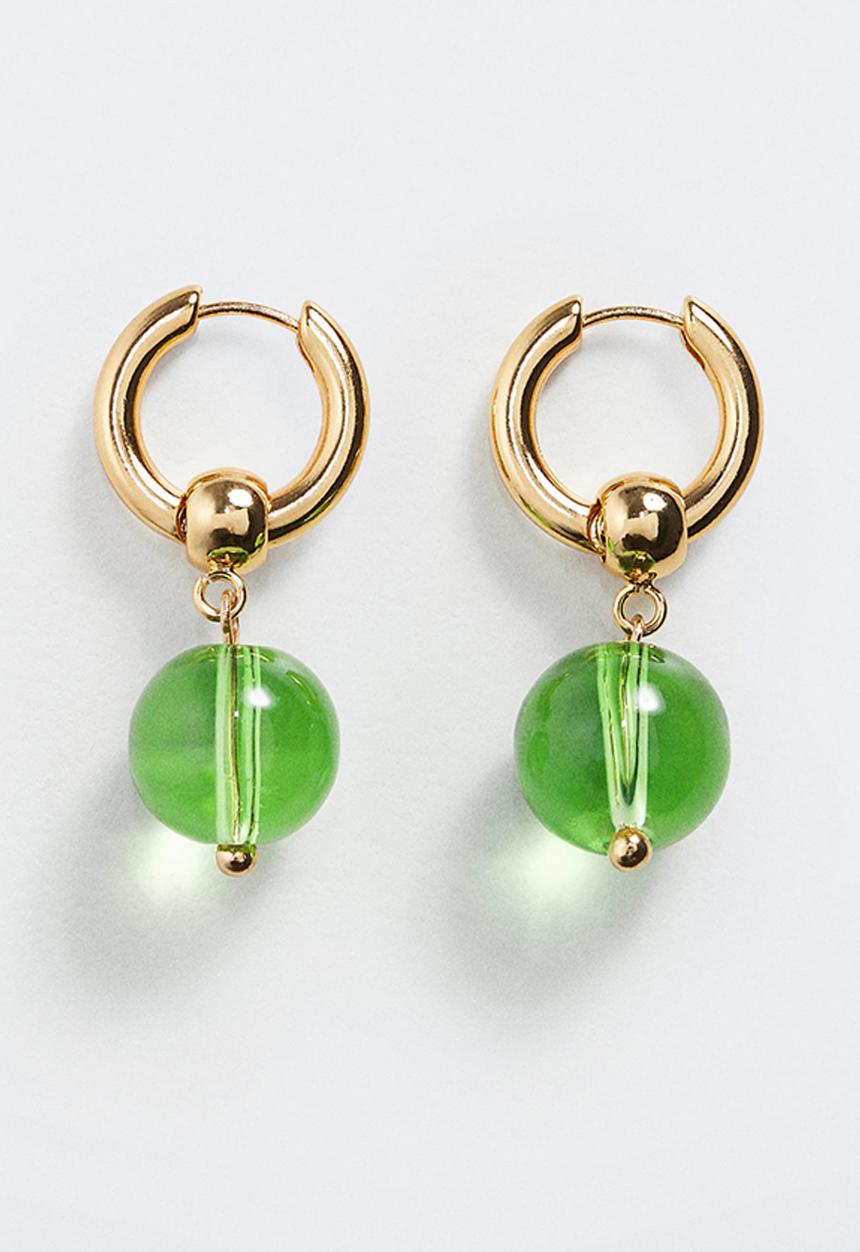 MANGO - Hoop pendant earrings - gold
