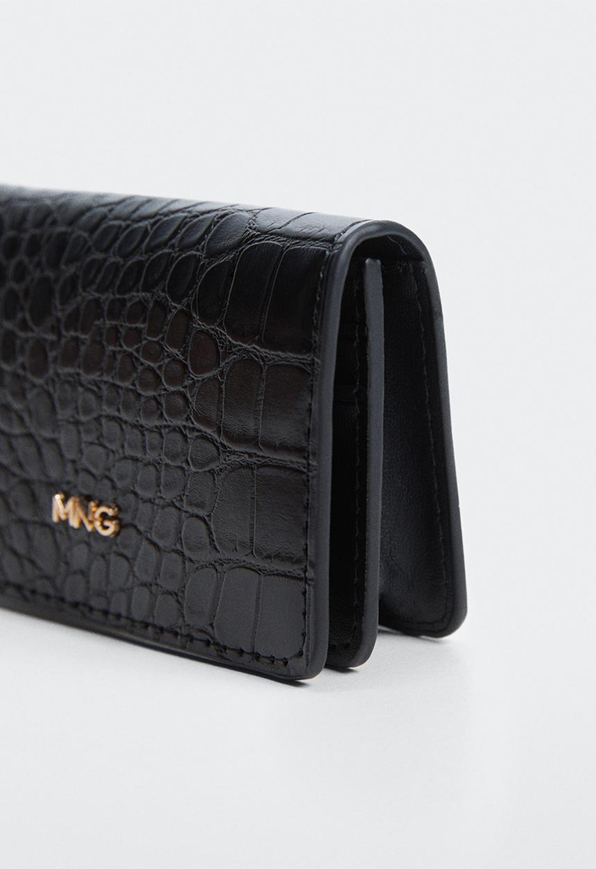 MANGO - Croc-effect wallet - black