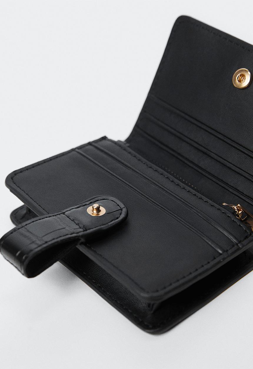 MANGO - Croc-effect wallet - black