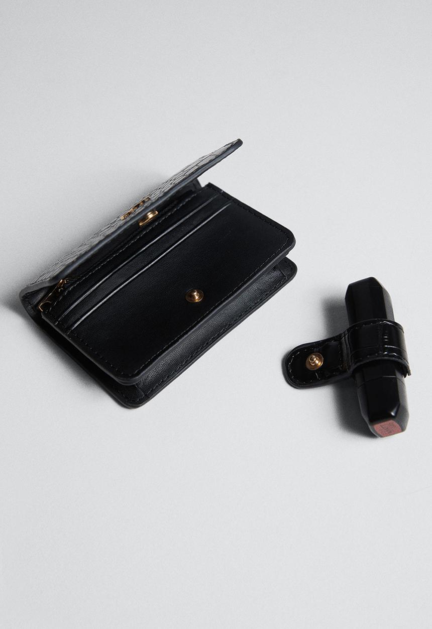MANGO - Croc-effect wallet - black