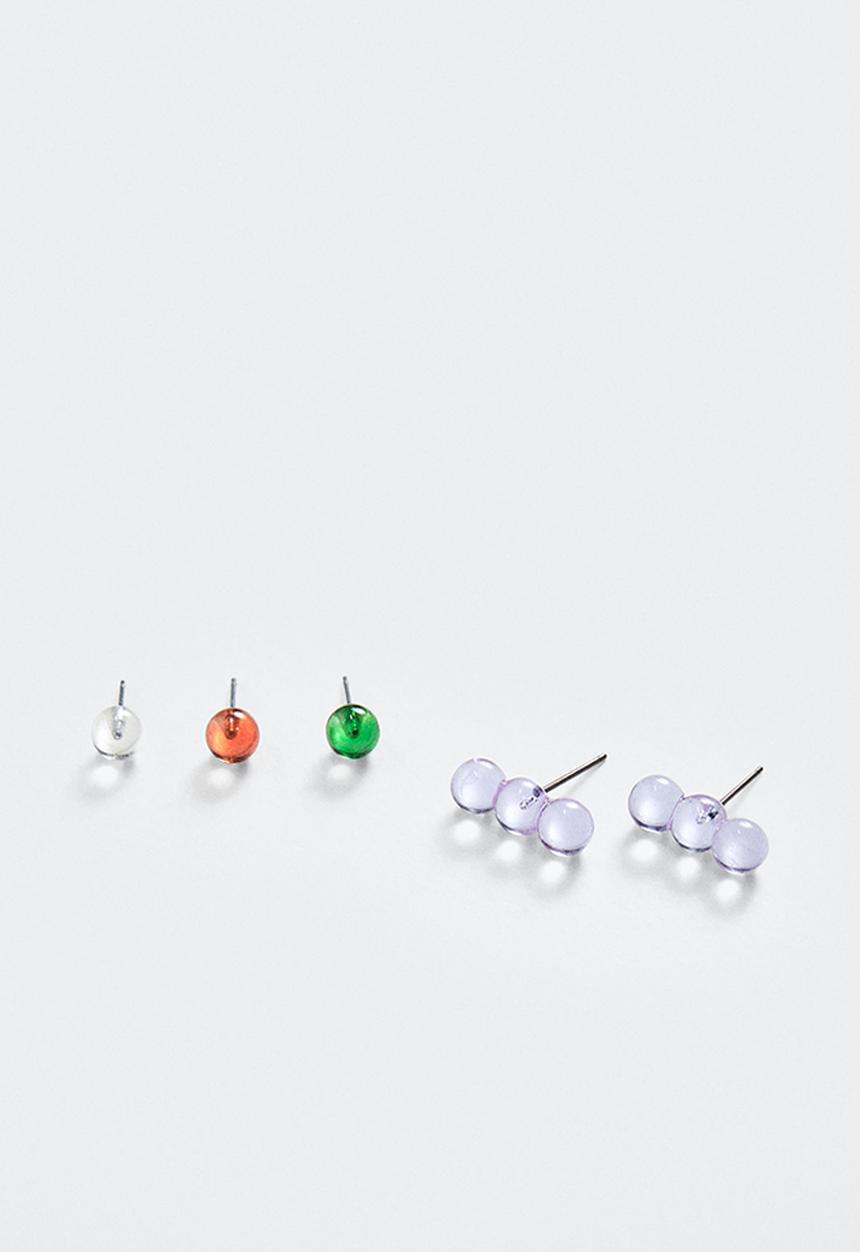 MANGO - Crystal pack earrings - lilac
