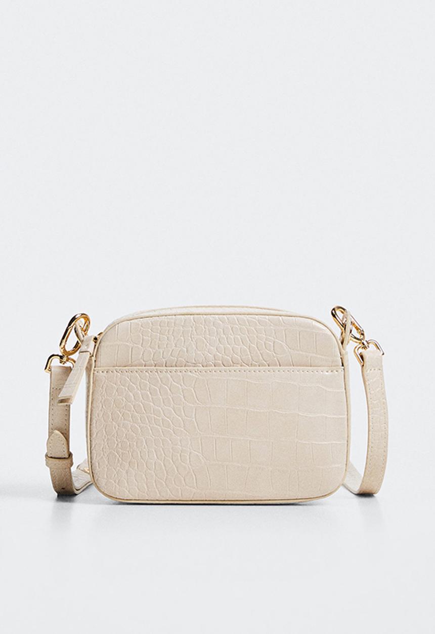 MANGO - Croc-effect cross body bag - light & pastel brown