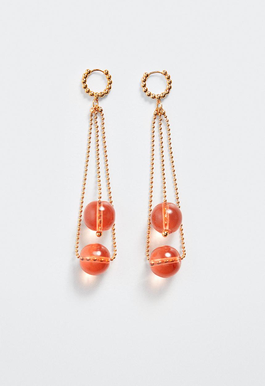 MANGO - Pendant crystals earrings - orange