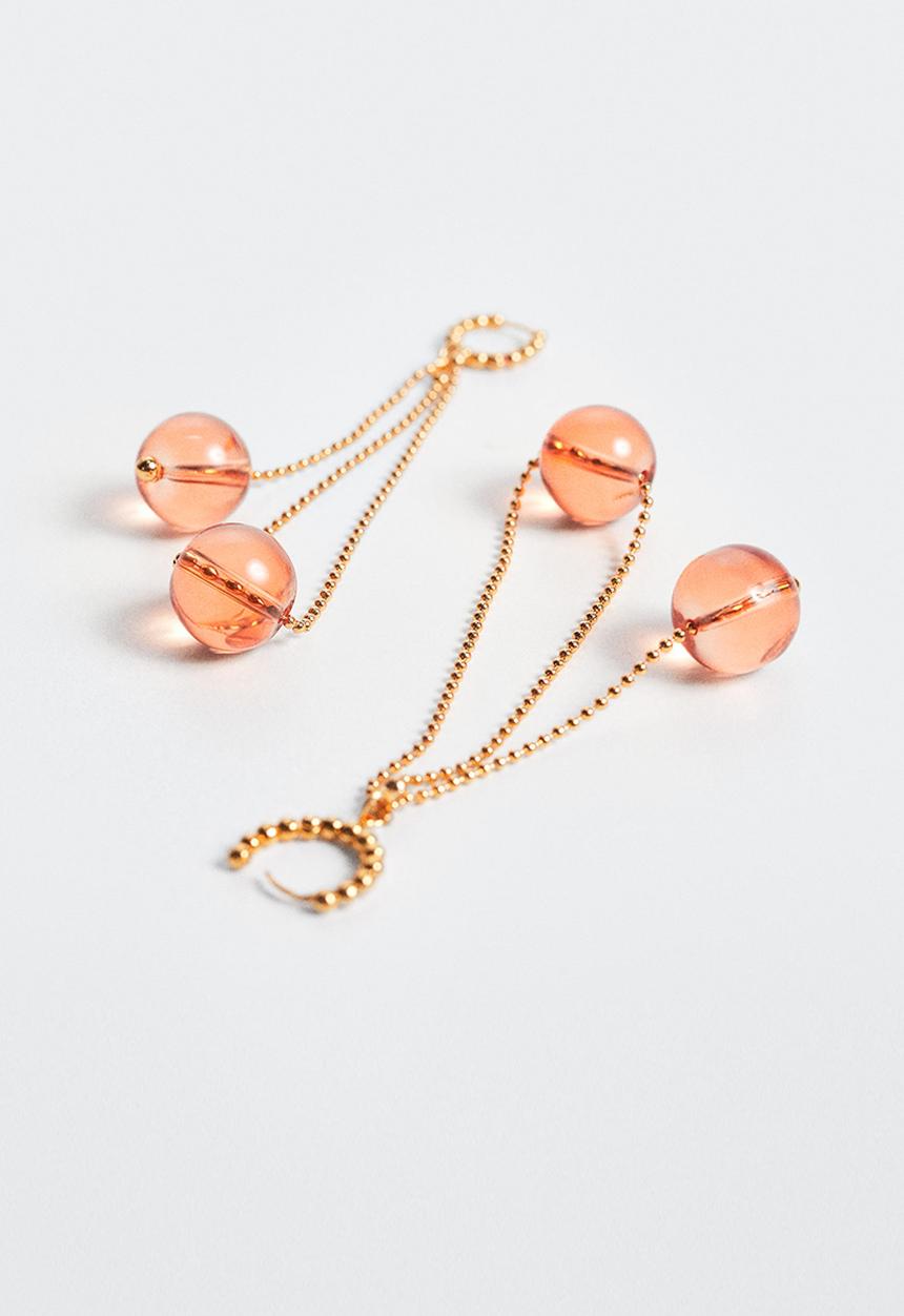 MANGO - Pendant crystals earrings - orange