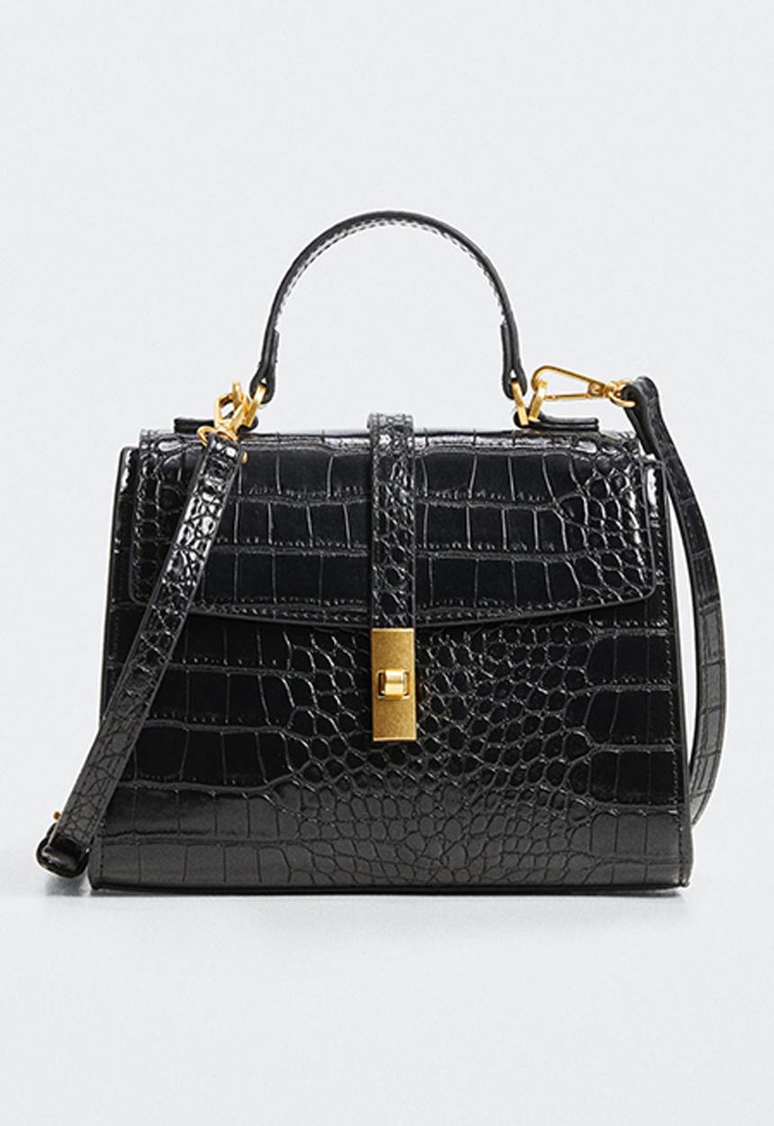 MANGO - Croco crossbody bag - black