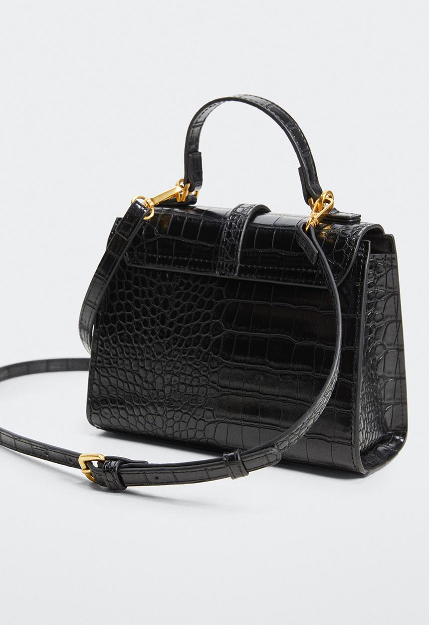 MANGO - Croco crossbody bag - black