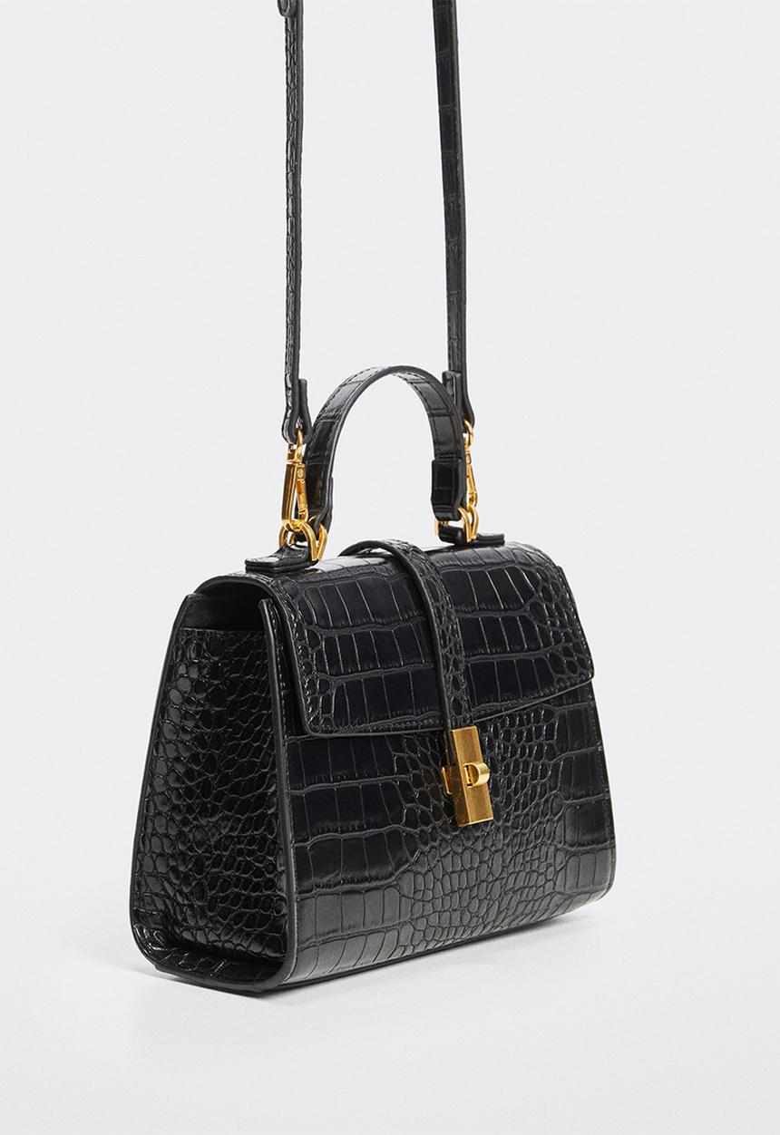 MANGO - Croco crossbody bag - black