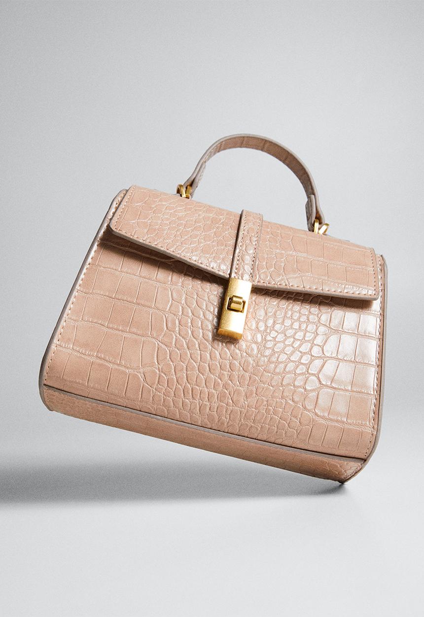 MANGO - Croc-effect cross body bag - neutral