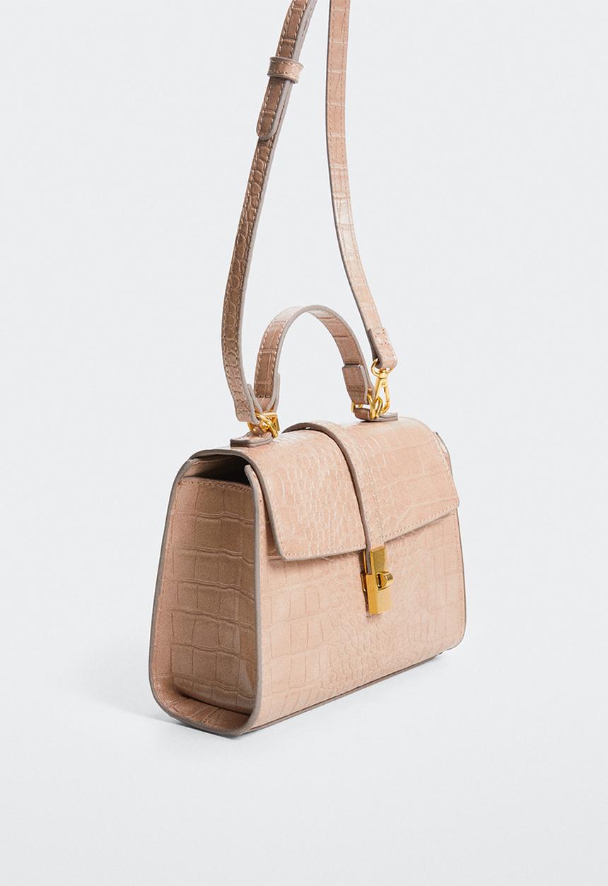 MANGO - Croc-effect cross body bag - neutral